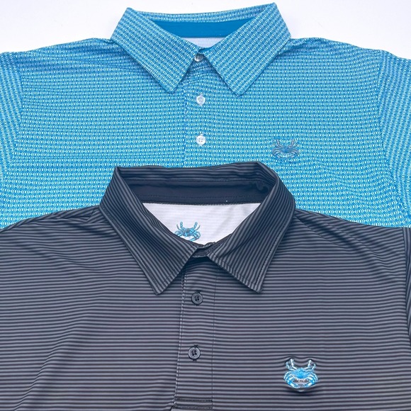 Craberdashery Other - Bundle of 2‎ Craberdashery Mens Performance Polo Shirt Blue Geometric Gray Small